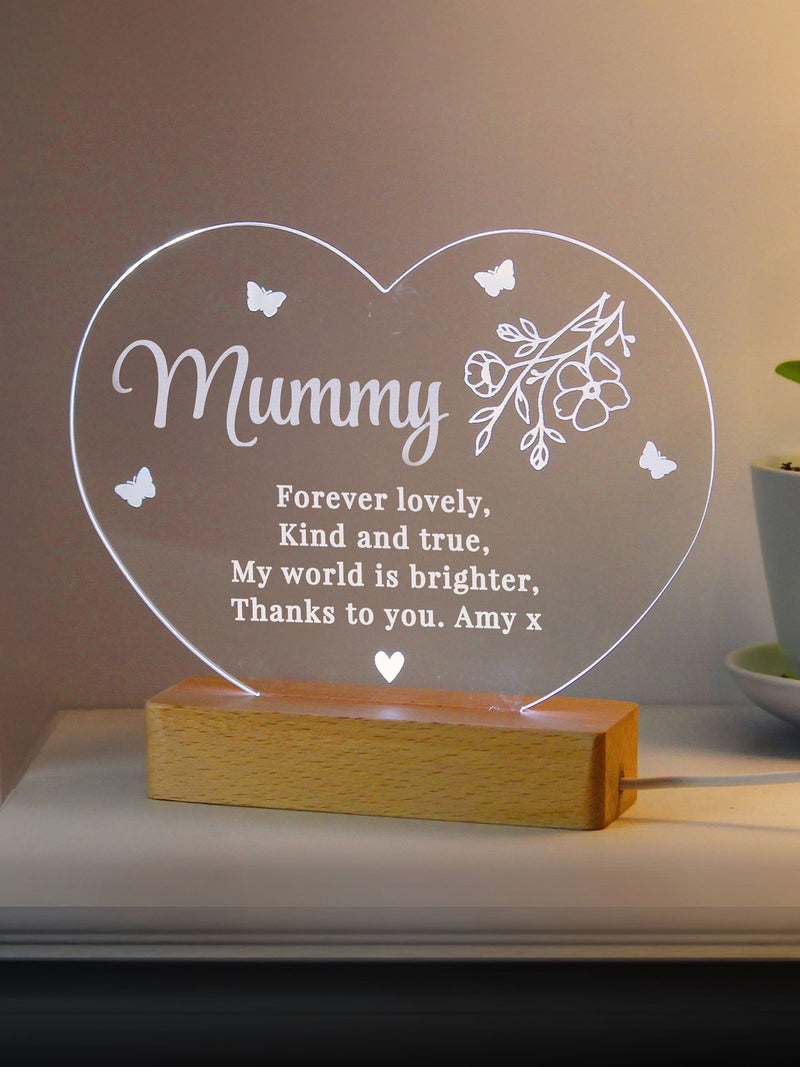 PMC Personalised Floral Heart LED Light, imported from the UK