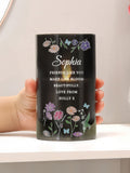 PMC personalised wild flowers LED candle in glass jar, imported from the UK