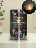 PMC personalised wild flowers LED candle in glass jar, imported from the UK