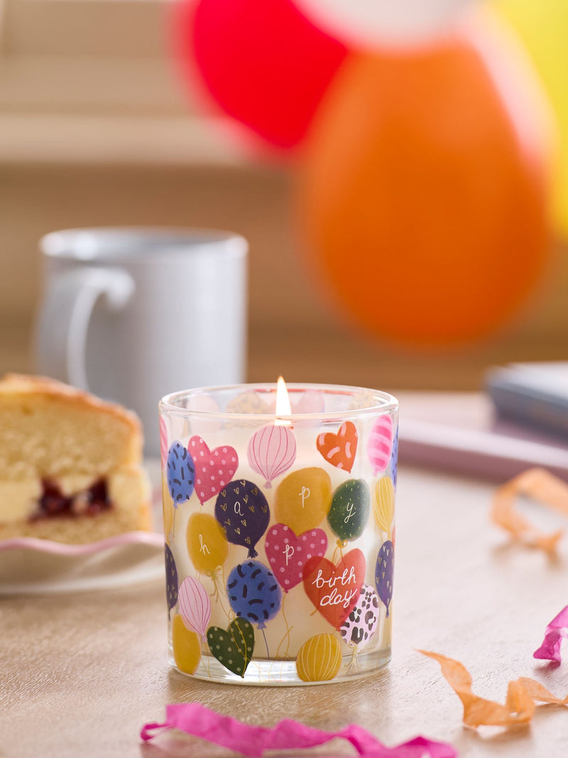 White Jasmine Birthday Candle 9cm, imported from the UK