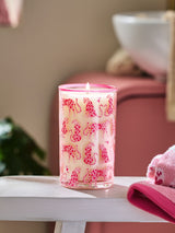 Next Dark Orchid & Patchouli Pink Animal Print Leopard Pillar Candle 14.5cm- Buy online at McGrocer