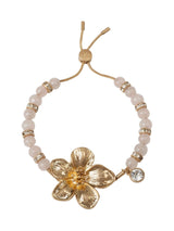 Next Bibi Bijoux Gold Tone Flower Bead Adjustable Friendship Bracelet 23cm- Buy online at McGrocer