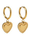 Bibi Bijoux gold tone heart charm stainless steel hoop earrings 3.2cm - British product