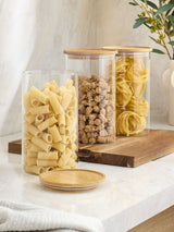 Next Clear Large Glass Storage Jars Set of 3 with Wooden Lid, 21.5cm x 13cm x 13cm- Buy online at McGrocer