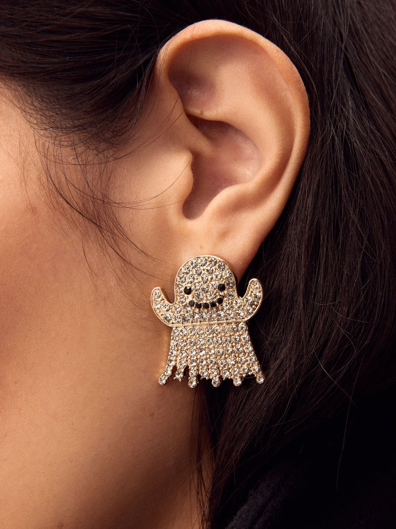White Halloween ghost stud earrings (British brand)