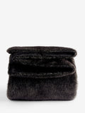 Rockett St George black luxe faux fur slogan throw British brand