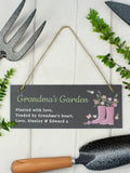 PMC personalised slate sign with wellie design 25cm, imported from the UK