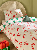 Reversible white green trees christmas duvet cover set - British product
