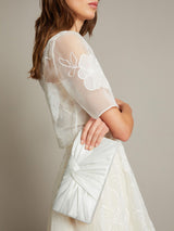 Next Monsoon Natural Talia Twisted Satin Clutch Bag- Buy online at McGrocer