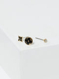 Jon Richard gold tone jet enamel earrings 3 pack, UK version