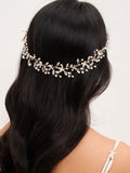 Jon Richard gold tone pearl crystal floral hair vine 350mm - British product