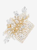 Next Jon Richard Gold Pearl Crystal Floral Hair Comb- Buy online at McGrocer