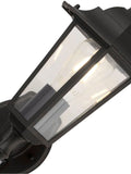 Searchlight Luna outdoor wall light black clear glass, imported from the UK