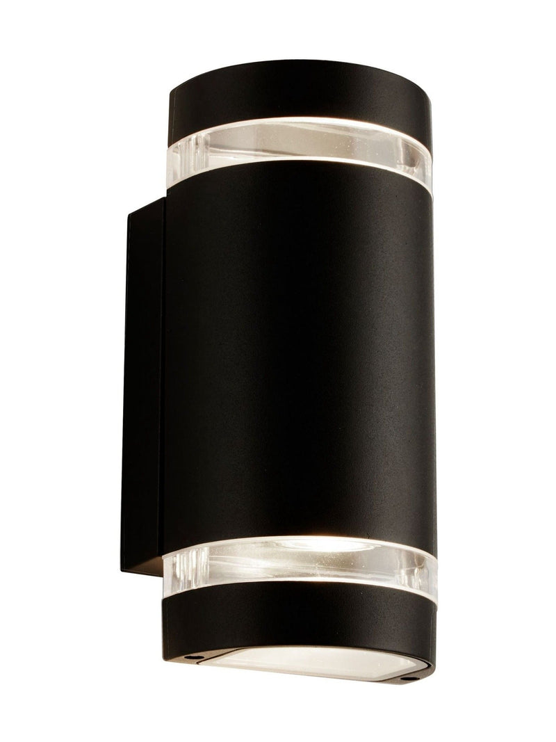 Searchlight Durham outdoor wall light black clear 24cm, imported from the UK