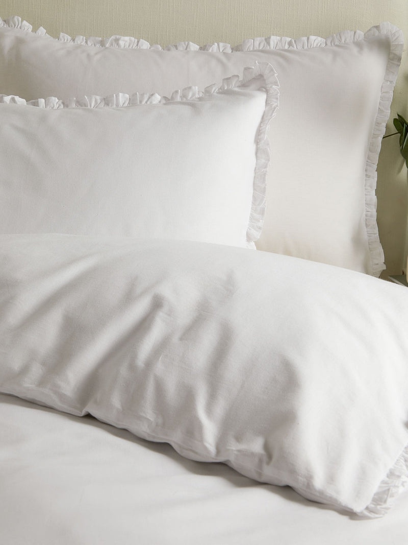 100% Tumbled Cotton Duvet Cover Set with Ruffle Trim and Pillowcases