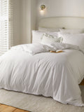 100% Tumbled Cotton Duvet Cover Set with Ruffle Trim and Pillowcases