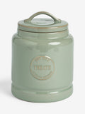 Sage green country badge treat storage jar (British brand)