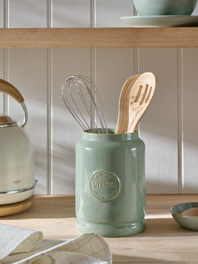 Next Sage Green Country Badge Ceramic Utensil Pot Kitchen Organiser- Buy online at McGrocer