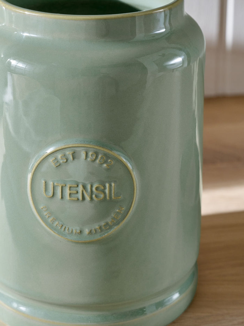 Sage Green Country Badge Utensil Pot