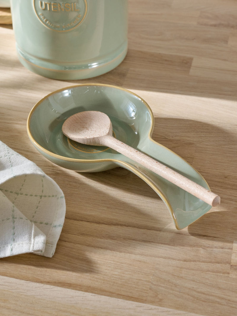 Ceramic Spoon Rest Sage Green Country Badge (British brand)