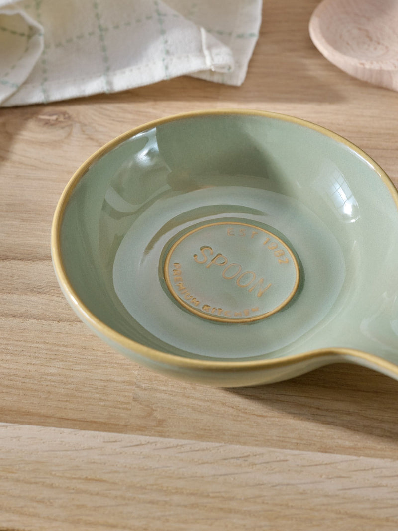 Ceramic Spoon Rest Sage Green Country Badge (British brand)