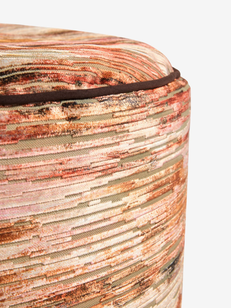 Orange Haze cut velvet stripe pouffe 60cm - British product