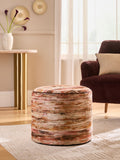 Orange Haze cut velvet stripe pouffe 60cm - British product