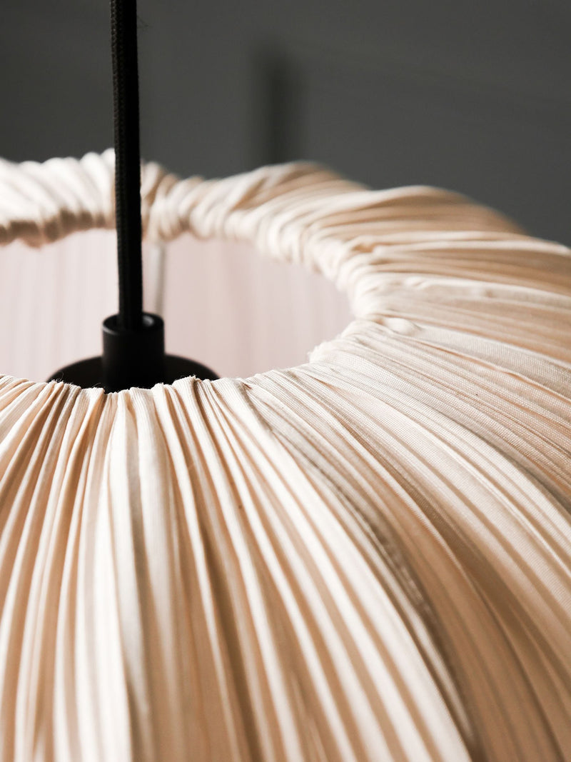 Rockett St George pleated fabric ceiling light, imported from the UK