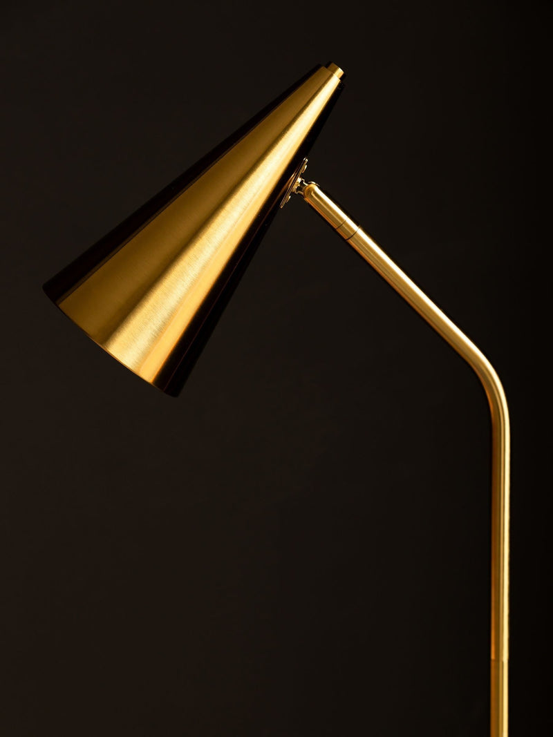 Rockett St George contemporary brass floor lamp 124cm, imported from the UK
