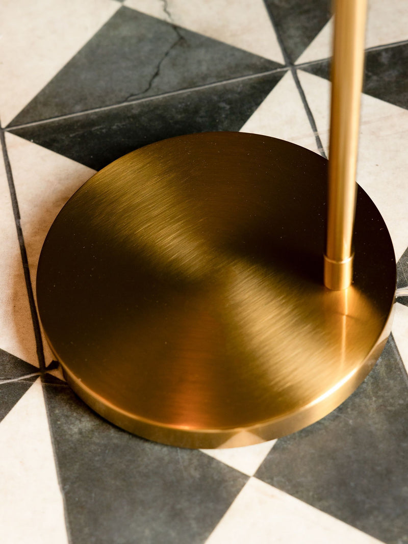 Rockett St George contemporary brass floor lamp 124cm, imported from the UK