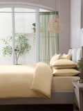 Natural Cotton Rich Piped Duvet Cover and Pillowcase Set