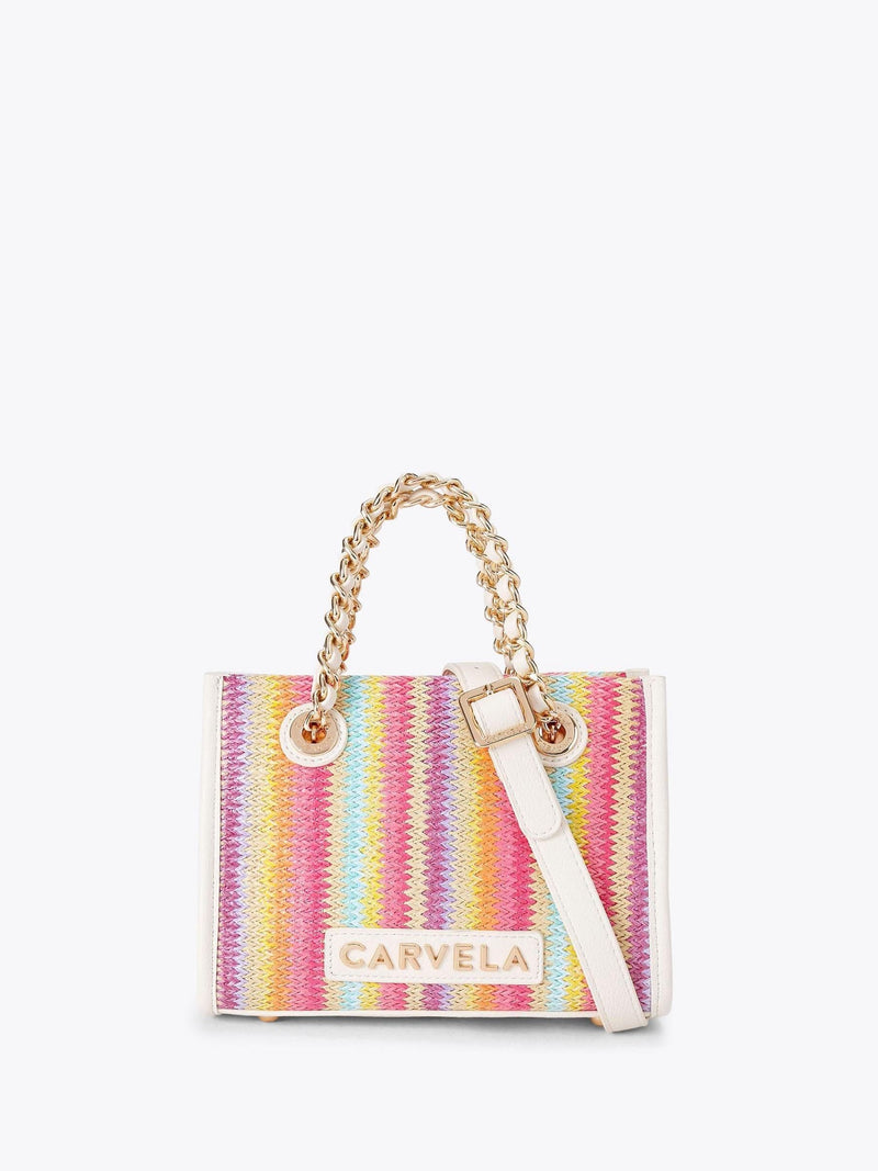 Carvela pink Leila raffia mini tote bag, UK version