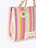 Carvela pink Leila raffia mini tote bag, UK version