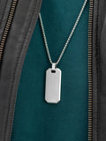 Treat Republic men's personalised silver tone dog tag necklace with 66cm chain (British brand)