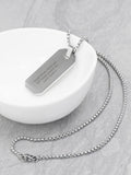 Treat Republic men's personalised silver tone dog tag necklace with 66cm chain (British brand)