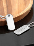 Treat Republic men's personalised silver tone dog tag necklace with 66cm chain (British brand)