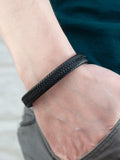 Treat Republic mens personalised braided leather bracelet 21.5cm (British brand)