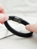 Treat Republic mens personalised braided leather bracelet 21.5cm (British brand)