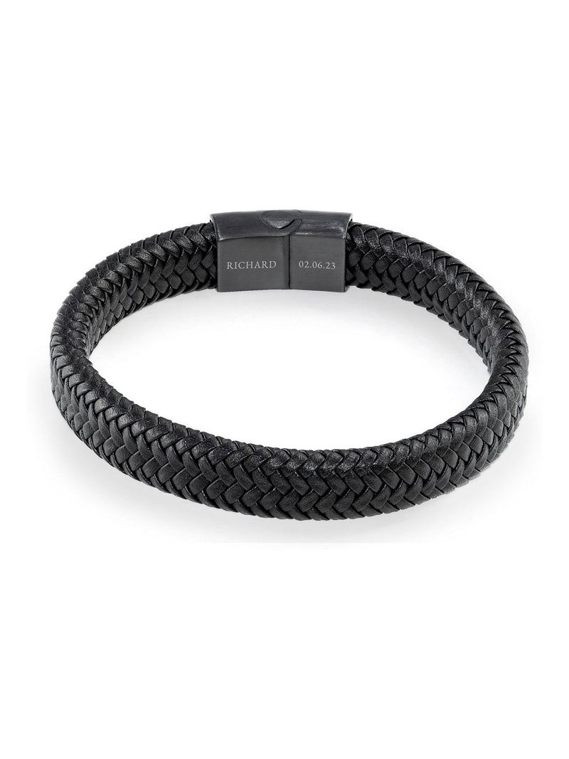 Treat Republic mens personalised braided leather bracelet 21.5cm (British brand)