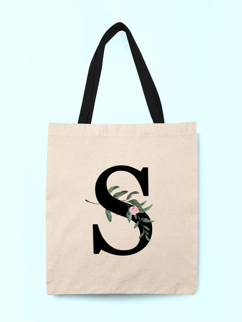 Treat Republic personalised floral initial tote bag, UK version