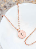Silver Round Tag Necklace with Personalised Monogram and Adjustable Chain