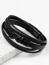 Next Treat Republic Men's Personalised Infinity Stacked Leather Black Bracelet- Buy online at McGrocer