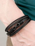 Treat Republic personalised infinity stacked leather black bracelet (British brand)
