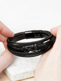 Treat Republic personalised infinity stacked leather black bracelet (British brand)
