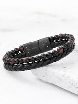 Next Treat Republic Men's Personalised Tiger's Eye Bead and Leather Bracelet- Buy online at McGrocer