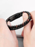 Treat Republic men's personalised Tiger's Eye bead and leather bracelet (British brand)