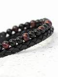 Treat Republic men's personalised Tiger's Eye bead and leather bracelet (British brand)