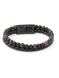 Treat Republic men's personalised Tiger's Eye bead and leather bracelet (British brand)