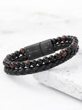 Treat Republic men's personalised Tiger's Eye bead and leather bracelet (British brand)