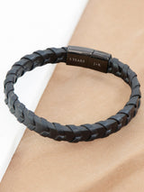 Next Treat Republic Personalised Leather Chevron Black Bracelet Men's Adjustable Bracelet 21.5cm- Buy online at McGrocer